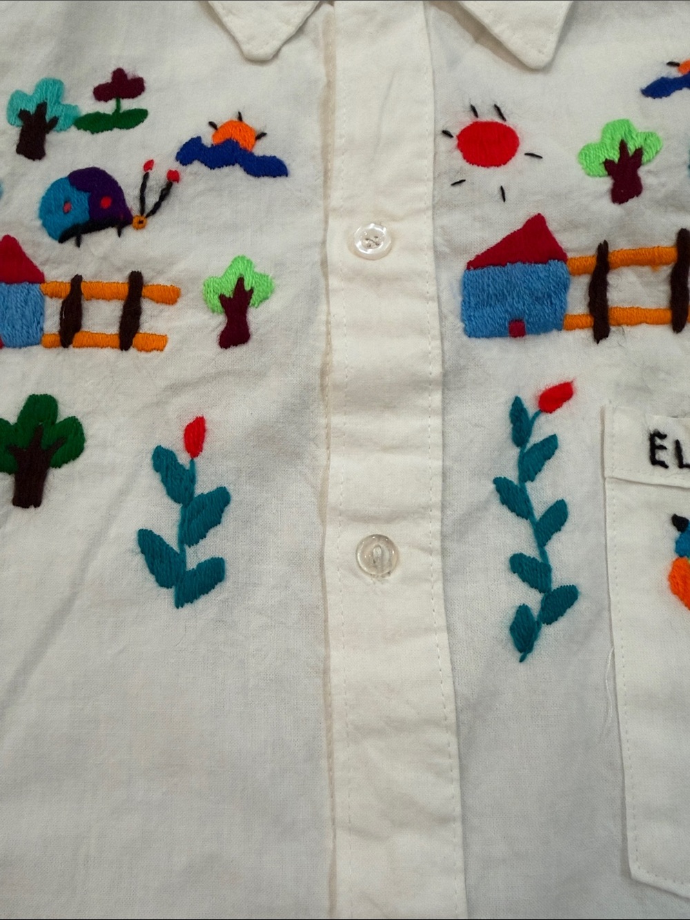 ARTISAN El Salvador Embroidered Floral Top Boho Chic Heritage folk Large - Picture 7 of 13